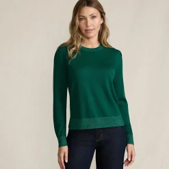 Merino-Pullover mit Lurex-Ausschnitt für Damen