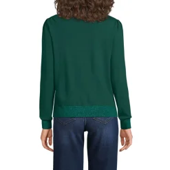 Merino-Pullover mit Lurex-Ausschnitt für Damen