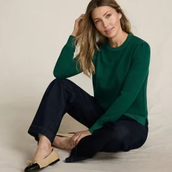 Merino-Pullover mit Lurex-Ausschnitt für Damen