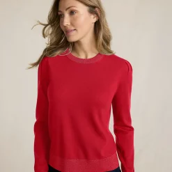 Merino-Pullover mit Lurex-Ausschnitt für Damen