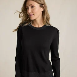 Merino-Pullover mit Lurex-Ausschnitt für Damen
