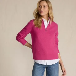 Merino-Pullover mit Reißverschluss für Damen in Petite-Größe
