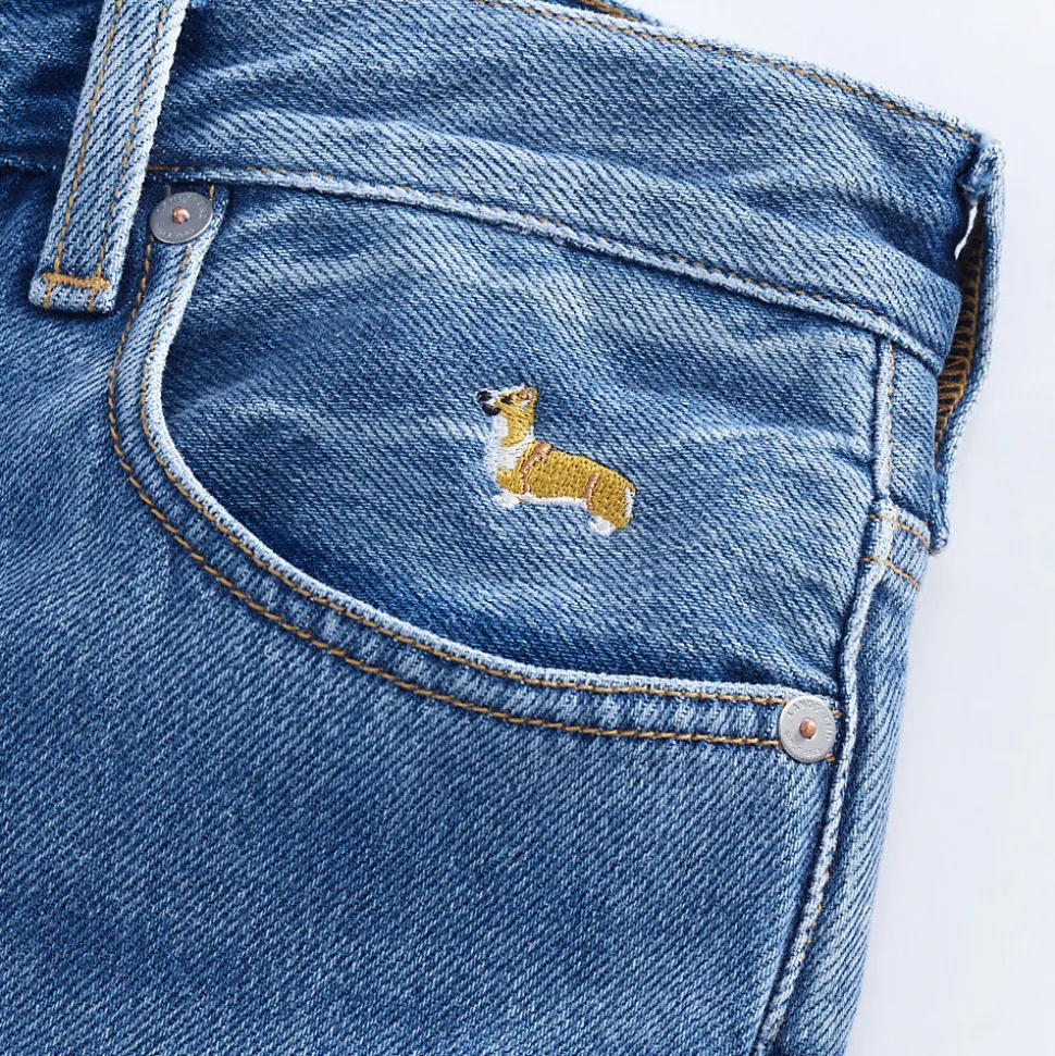 Mid Waist Baggy Jeans aus Baumwolle