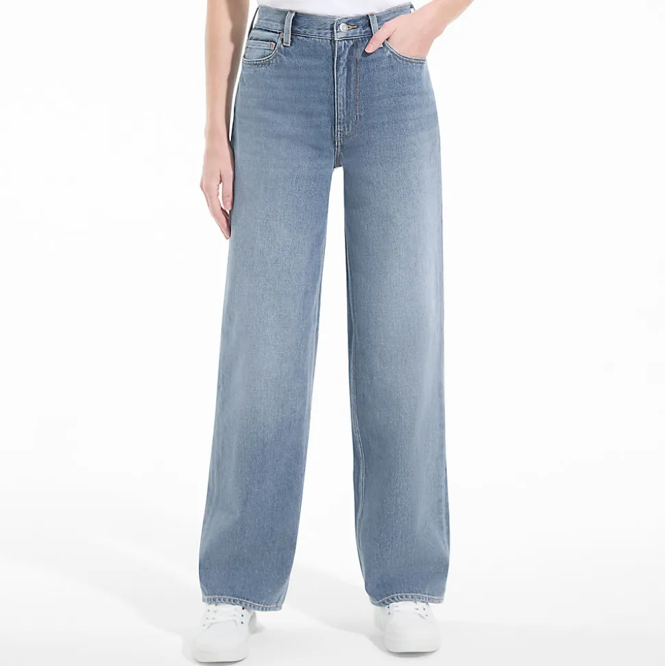 Mid Waist Baggy Jeans aus Baumwolle