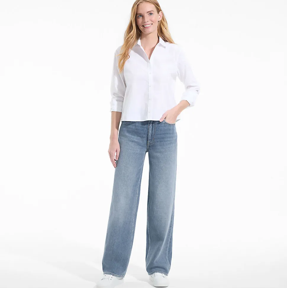Mid Waist Baggy Jeans aus Baumwolle