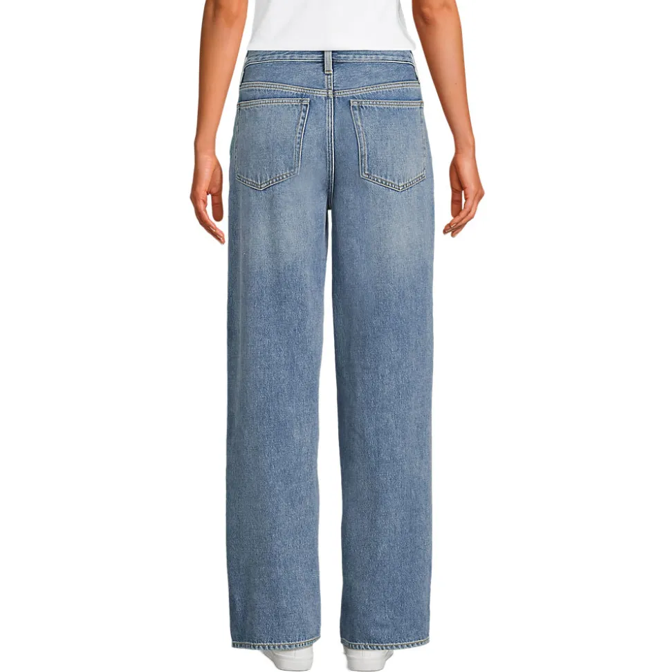 Mid Waist Baggy Jeans aus Baumwolle