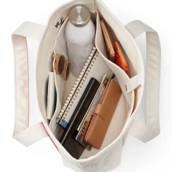Mittelgroße offene Canvas-Tasche mit Printmuster für Damen