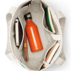 Mittelgroße offene Canvas-Tasche mit Printmuster für Damen