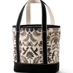 Mittelgroße offene Canvas-Tasche mit Printmuster für Damen