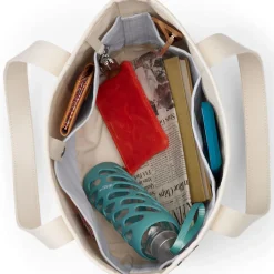 Mittelgroße offene Canvas-Tasche mit Printmuster für Damen