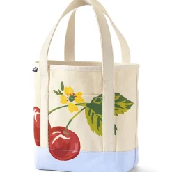 Mittelgroße offene Canvas-Tasche mit Printmuster für Damen