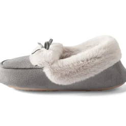 Mokassin-Slipper in Veloursleder-Optik für Damen