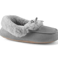Mokassin-Slipper in Veloursleder-Optik für Damen