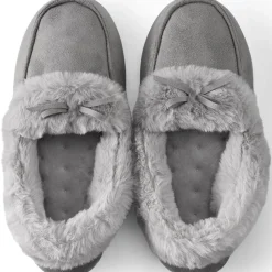 Mokassin-Slipper in Veloursleder-Optik für Damen