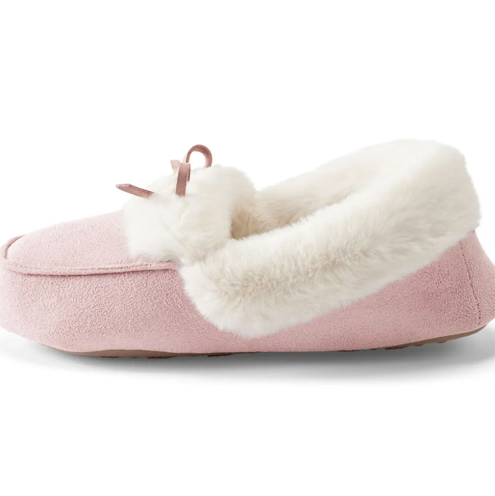 Mokassin-Slipper in Veloursleder-Optik für Damen