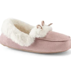 Mokassin-Slipper in Veloursleder-Optik für Damen