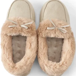 Mokassin-Slipper in Veloursleder-Optik für Damen