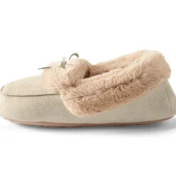Mokassin-Slipper in Veloursleder-Optik für Damen