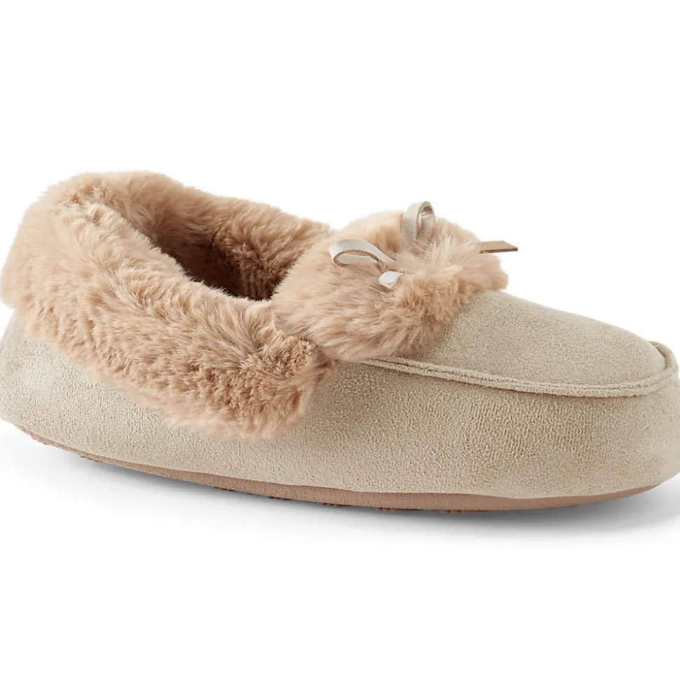 Mokassin-Slipper in Veloursleder-Optik für Damen