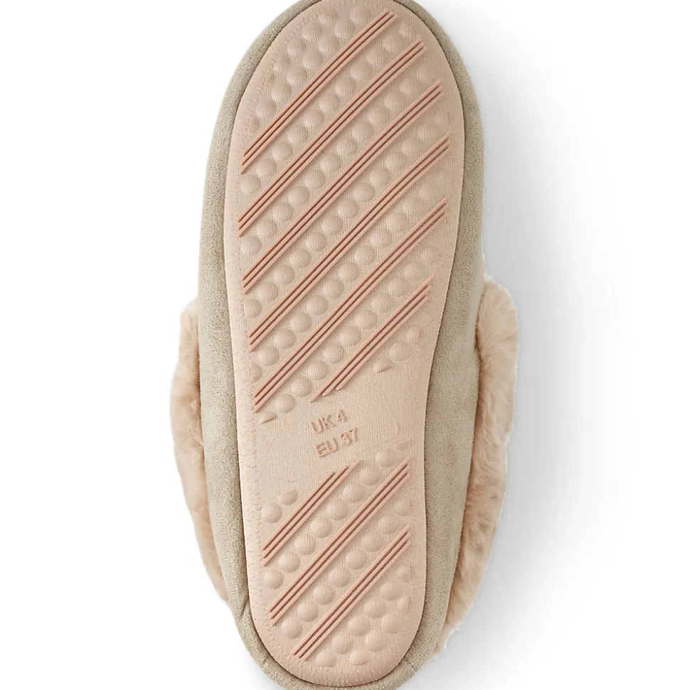 Mokassin-Slipper in Veloursleder-Optik für Damen