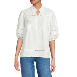 Musselin-Bluse mit Leiterborte für Damen
