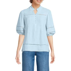 Musselin-Bluse mit Leiterborte für Damen