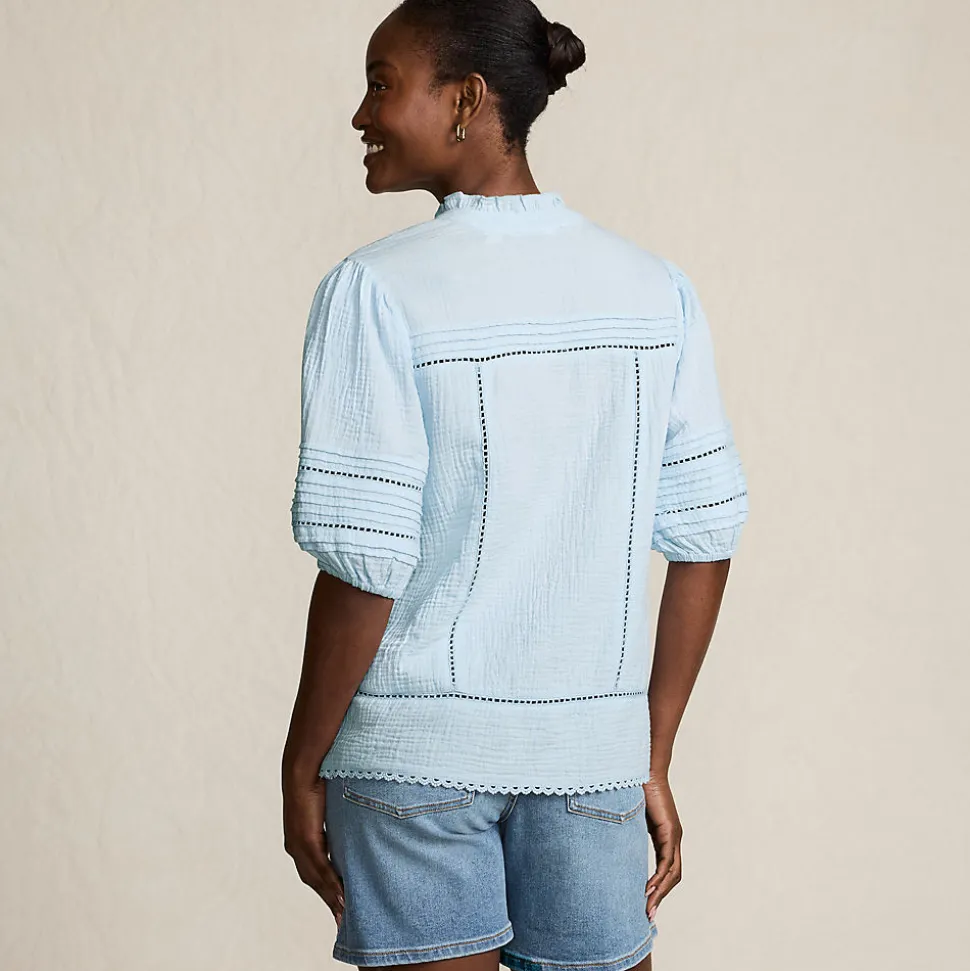 Musselin-Bluse mit Leiterborte für Damen