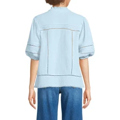 Musselin-Bluse mit Leiterborte für Damen