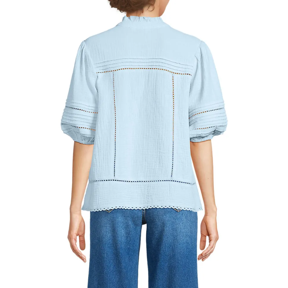 Musselin-Bluse mit Leiterborte für Damen