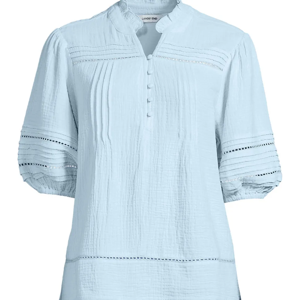 Musselin-Bluse mit Leiterborte für Damen