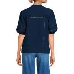 Musselin-Bluse mit Leiterborte für Damen