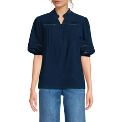 Musselin-Bluse mit Leiterborte für Damen