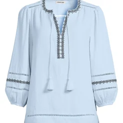 Musselin-Schlupfbluse mit 3/4-Ärmeln