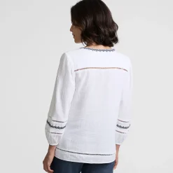 Musselin-Schlupfbluse mit 3/4-Ärmeln