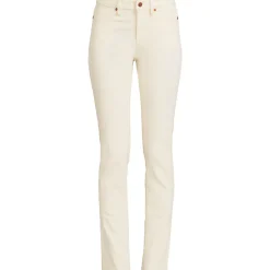 Naturfarbene Straight Fit Jeans Mid Waist