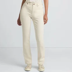 Naturfarbene Straight Fit Jeans Mid Waist