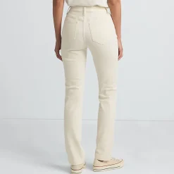 Naturfarbene Straight Fit Jeans Mid Waist
