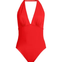 Neckholder-Badeanzug Slender mit tiefem Ausschnitt, extra hohes Bein für Damen