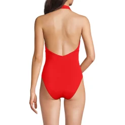 Neckholder-Badeanzug Slender mit tiefem Ausschnitt, extra hohes Bein für Damen