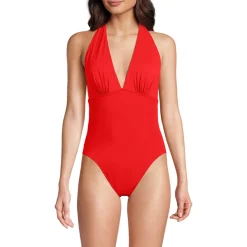 Neckholder-Badeanzug Slender mit tiefem Ausschnitt, extra hohes Bein für Damen