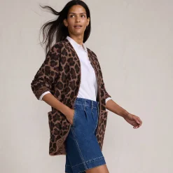 Offener Long-Cardigan aus Wimperngarn für Damen