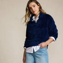 Plüschfleece-Pullover mit Reißverschluss für Damen