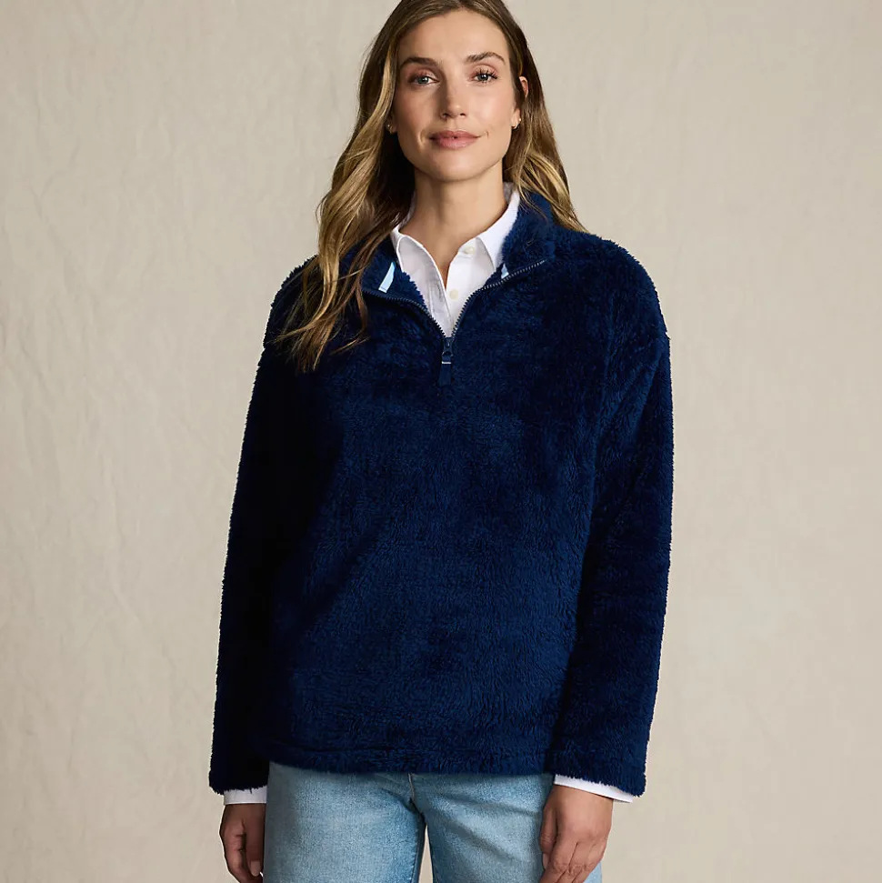 Plüschfleece-Pullover mit Reißverschluss für Damen