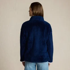 Plüschfleece-Pullover mit Reißverschluss für Damen