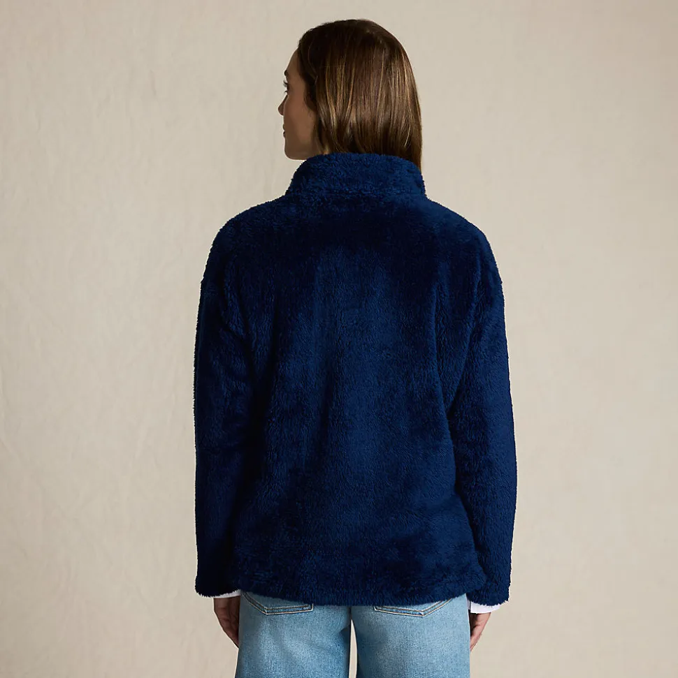 Plüschfleece-Pullover mit Reißverschluss für Damen