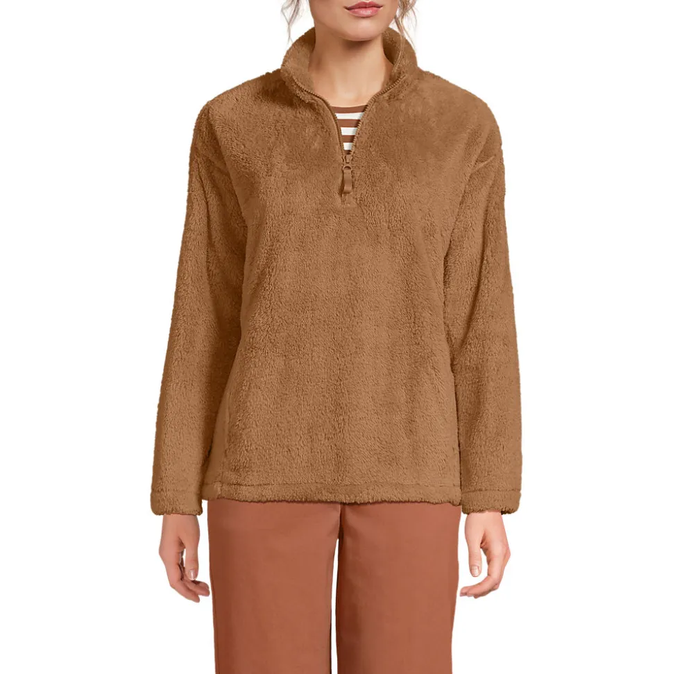 Plüschfleece-Pullover mit Reißverschluss für Damen