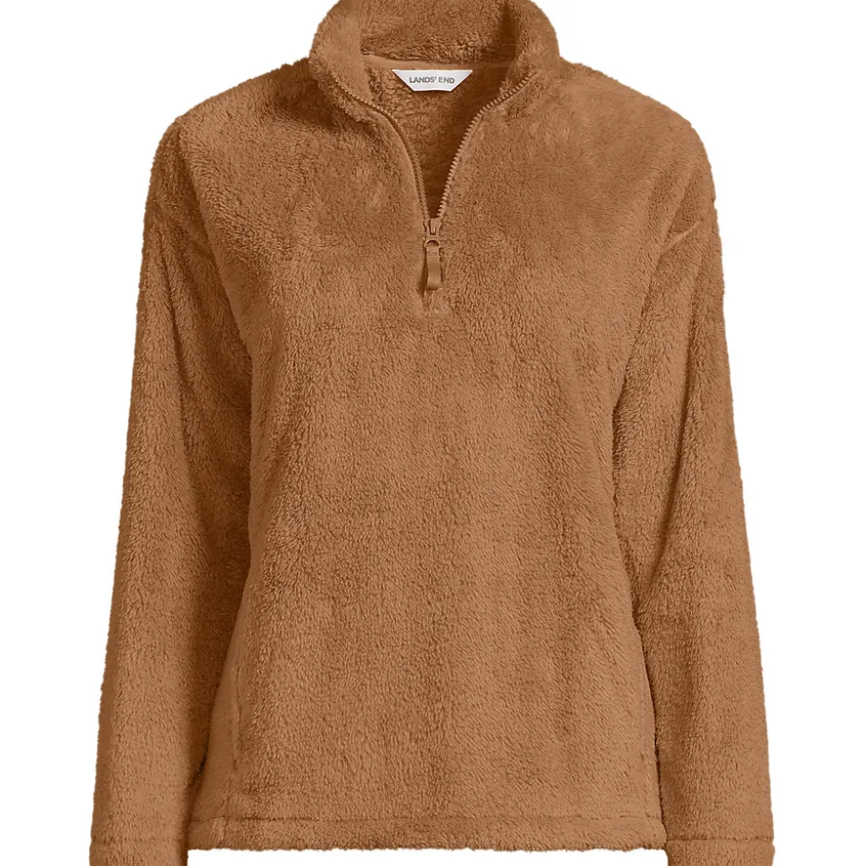 Plüschfleece-Pullover mit Reißverschluss für Damen