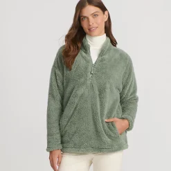 Plüschfleece-Pullover mit Reißverschluss für Damen