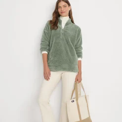 Plüschfleece-Pullover mit Reißverschluss für Damen