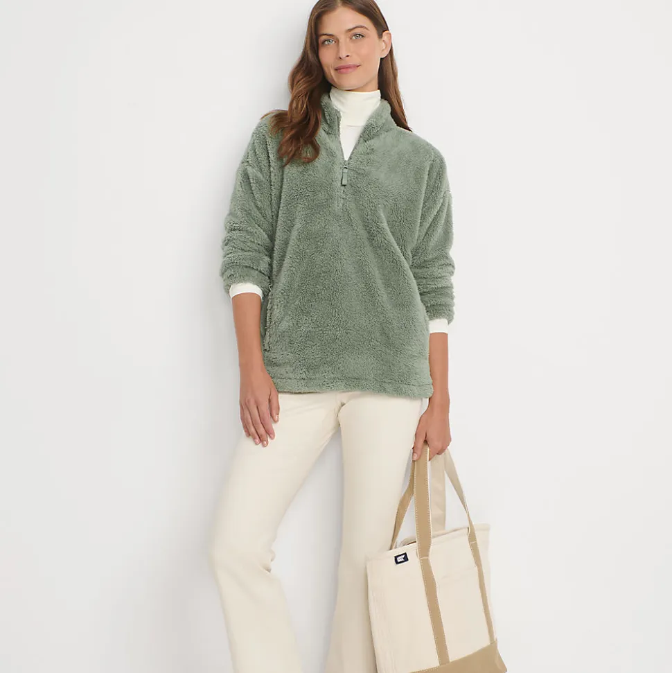 Plüschfleece-Pullover mit Reißverschluss für Damen